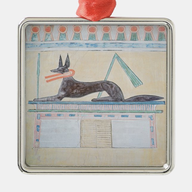 Ornement Carré Argenté Anubis, un dieu égyptien des morts (Devant)