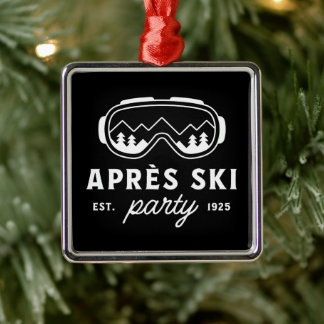 Ornement Carré Argenté Apres ski party mountain cabin winter funny