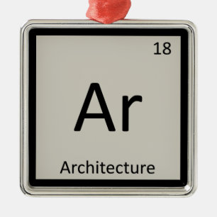 Ornement Carré Argenté Ar - Symbole du tableau périodique de chimie d'arc