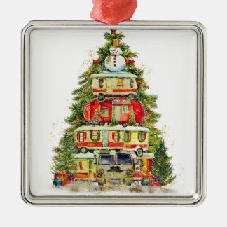 ORNEMENT CARRÉ ARGENTÉ ARBRE DE NOËL DE VANS DE CAMPER