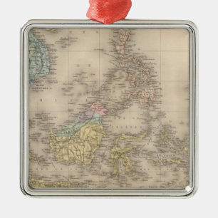 Ornement Carré Argenté Archipel de l'Indochine de l'Asie