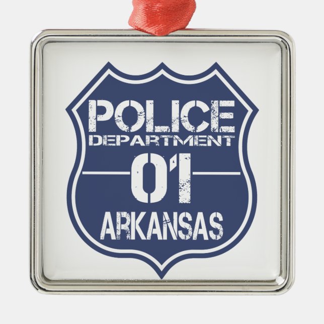 Ornement Carré Argenté Arkansas Police Department Shield 01 (Devant)