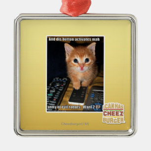 Ornement Carré Argenté Armée des robots mauvais