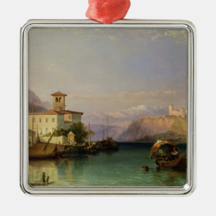 Ornement Carré Argenté Arona et le château d'Angera, lac Maggiore, 185
