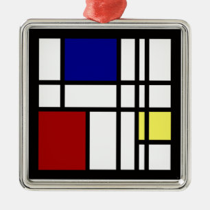 Ornement Carré Argenté Art d'impression de Mondrian