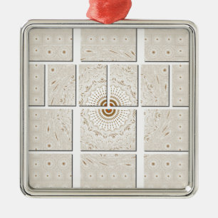 Ornement Carré Argenté Art Motif Africain Traditionnel Motif Motif Mosaïq