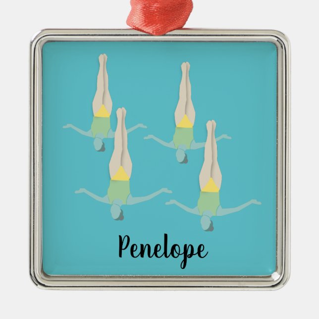 Ornement Carré Argenté Artistic Swimming (Devant)