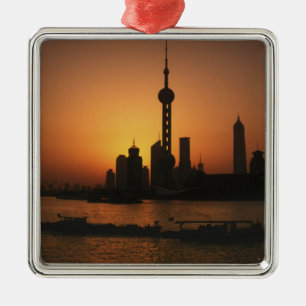 Ornement Carré Argenté ASIE, Chine, Shanghai Vue de la télévision de la p