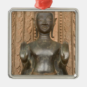 Ornement Carré Argenté Asie, Laos, Vientiane, Bouddha en bronze à Hawn