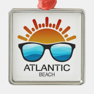 Ornement Carré Argenté Atlantic Beach North Carolina Lunettes de soleil
