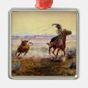 Ornement Carré Argenté « Au bord de l'étang » par Charles M. Russell
