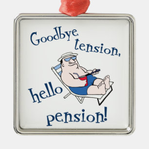 ORNEMENT CARRÉ ARGENTÉ AU REVOIR TENSION, BONJOUR PENSION ! CADEAU DE