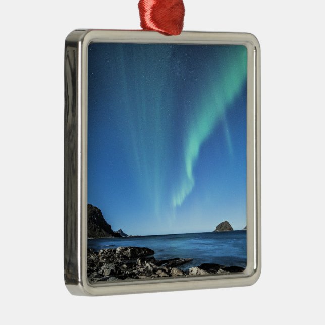 Ornement Carré Argenté Aurora boréale, aurores boréales (Droite)
