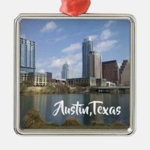 Ornement Carré Argenté Austin, Texas Christmas Orament Keepsaké