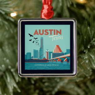 Ornement Carré Argenté Austin, Texas   Pont de l'Avenue du Congrès