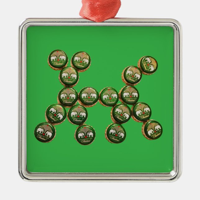 Ornement Carré Argenté ​🐶 Authentic Chang Beer Cap Dog (Devant)