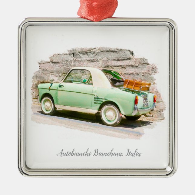 Ornement Carré Argenté Autobianchi Bianchina | Minicar d'Italie (Devant)