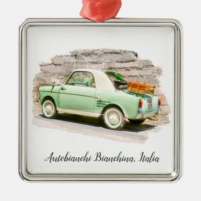 Ornement Carré Argenté Autobianchi Bianchina| Minicar italien (Devant)