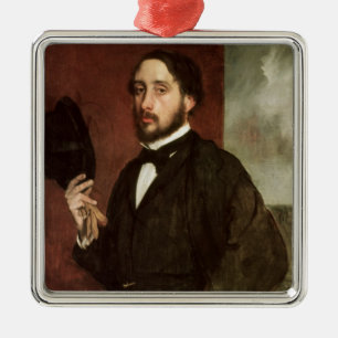 Ornement Carré Argenté Autoportrait d'Edgar Degas  , c.1862