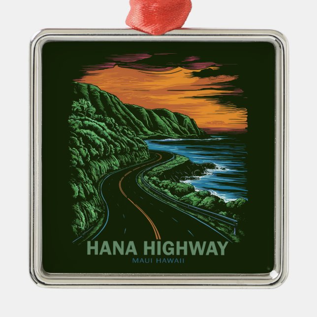 Ornement Carré Argenté Autoroute Hana Maui Hawaii Vista (Devant)