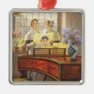 Ornement Carré Argenté Autour du piano