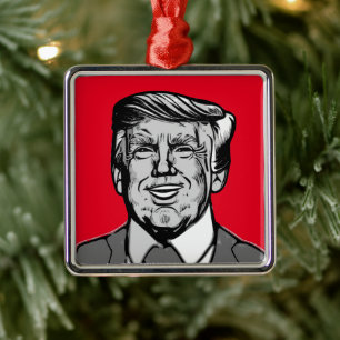 Ornement Carré Argenté awesoma, donald, trump, donald trump, président, p