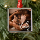 Baby First Christmas Moderne Élégant Photo Chic