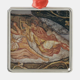 Ornement Carré Argenté Bacchus reposant, détail