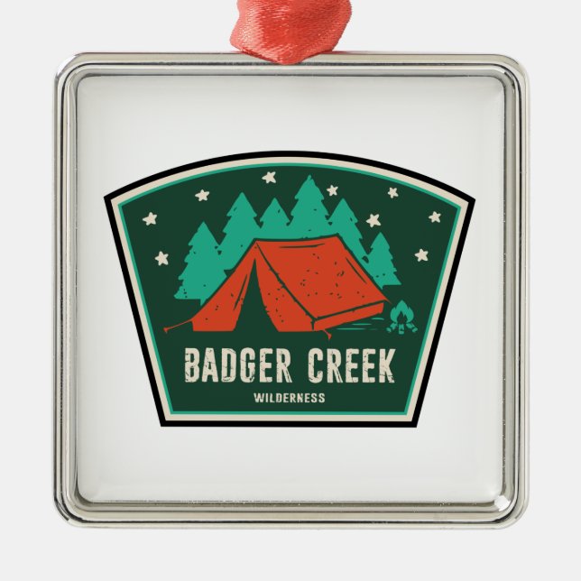 Ornement Carré Argenté Badger Creek Wilderness Oregon Camping (Devant)