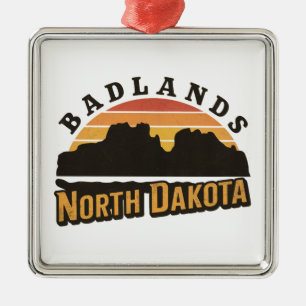 Ornement Carré Argenté Badlands North Dakota Retro