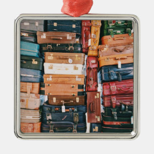 Ornement Carré Argenté Bagages vintages