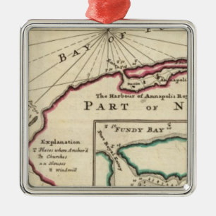 Ornement Carré Argenté Baie de Fundy et port d'Annapolis royal