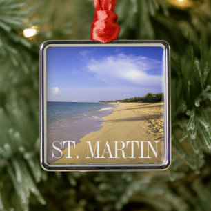 Ornement Carré Argenté Baie Longue Long Bay Beach, St. Martin