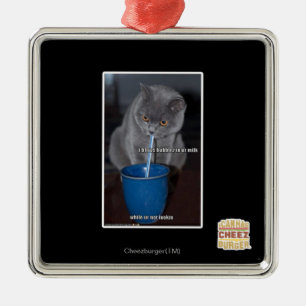 Ornement Carré Argenté Baisse les bulles dans notre lait