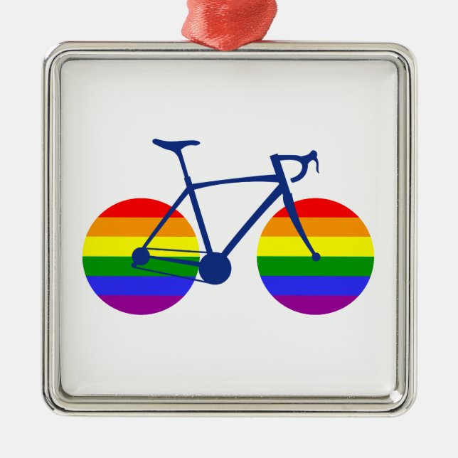 Ornement Carré Argenté Balade En Vélo Pride (Devant)