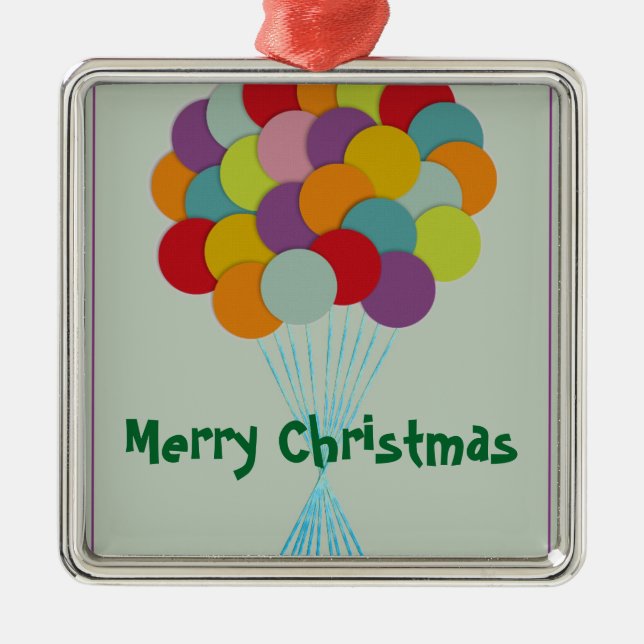 Ornement Carré Argenté Ballons (Devant)