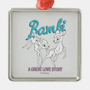 Ornement Carré Argenté Bambi & Faline "Une grande histoire d'amour"