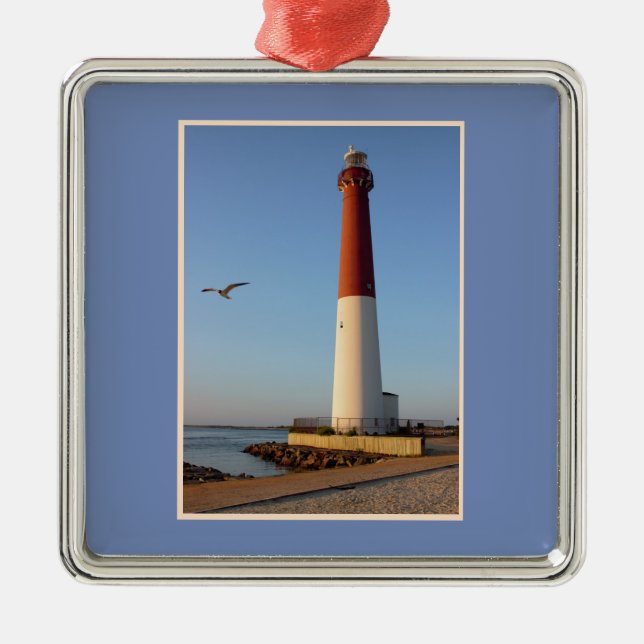 Ornement Carré Argenté Barnegat Lighthouse (Devant)