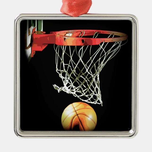 Ornement Carré Argenté Basket (Devant)