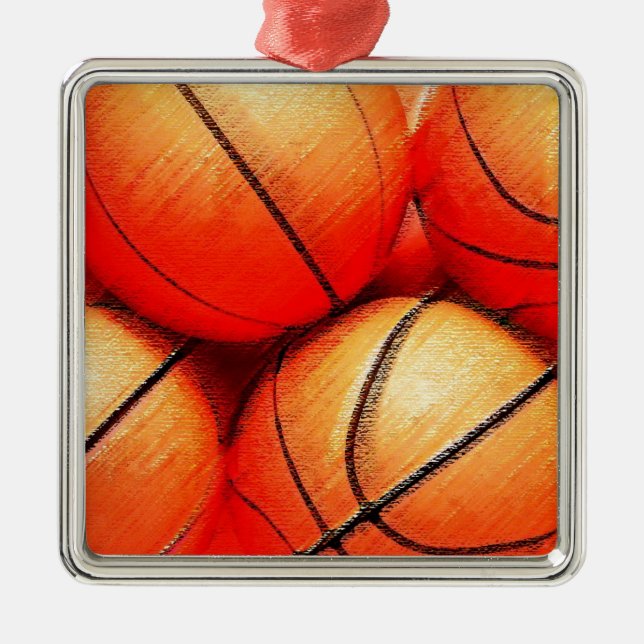 Ornement Carré Argenté Basket (Devant)