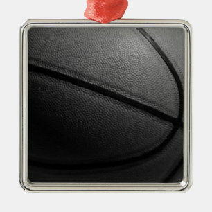 Ornement Carré Argenté Basket-ball noir et blanc