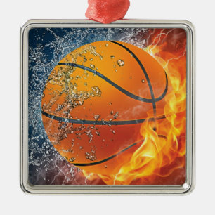 Ornement Carré Argenté Basket flamboyant