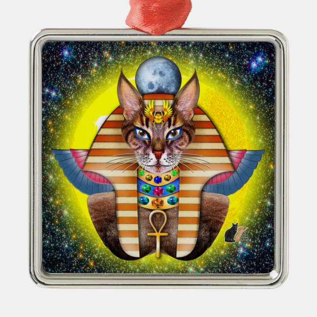 Ornement Carré Argenté Bastet (Devant)