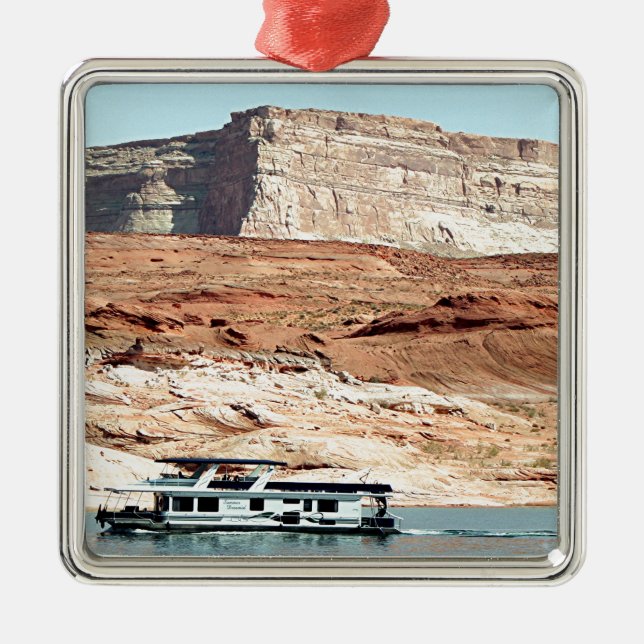 Ornement Carré Argenté Bateau-maison, lac Powell, Arizona, Etats-Unis 7 (Devant)
