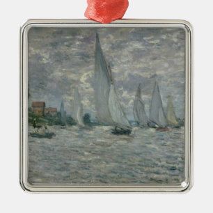 Ornement Carré Argenté Bateaux de Claude Monet  , ou régate à Argenteui