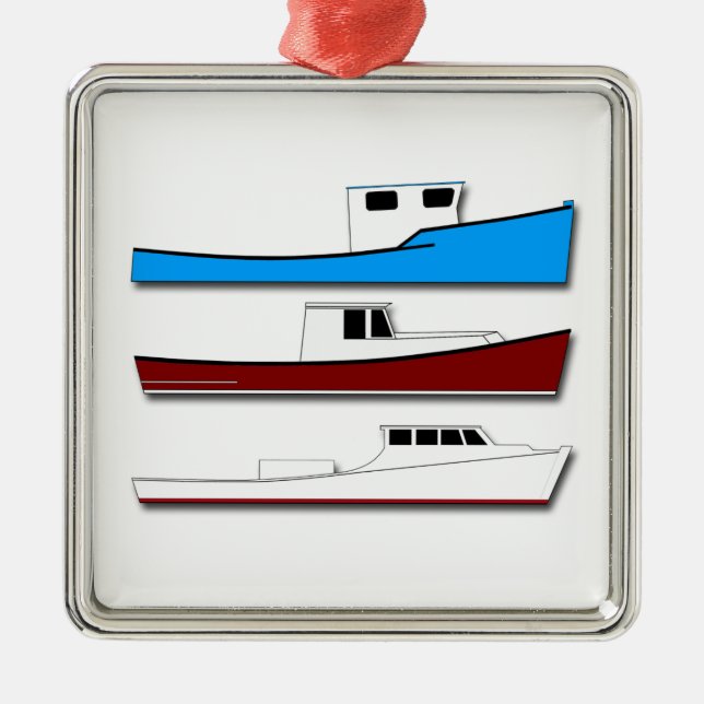 Ornement Carré Argenté Bateaux de pêche professionnelle (Devant)