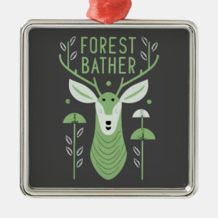 Ornement Carré Argenté Bather Deer