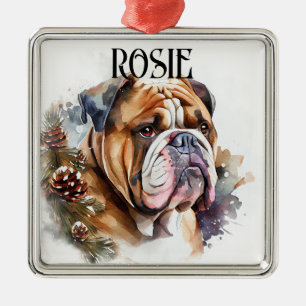 ORNEMENT CARRÉ ARGENTÉ BELLE FAÇON DE COULEUR D'EAU BULLDOG