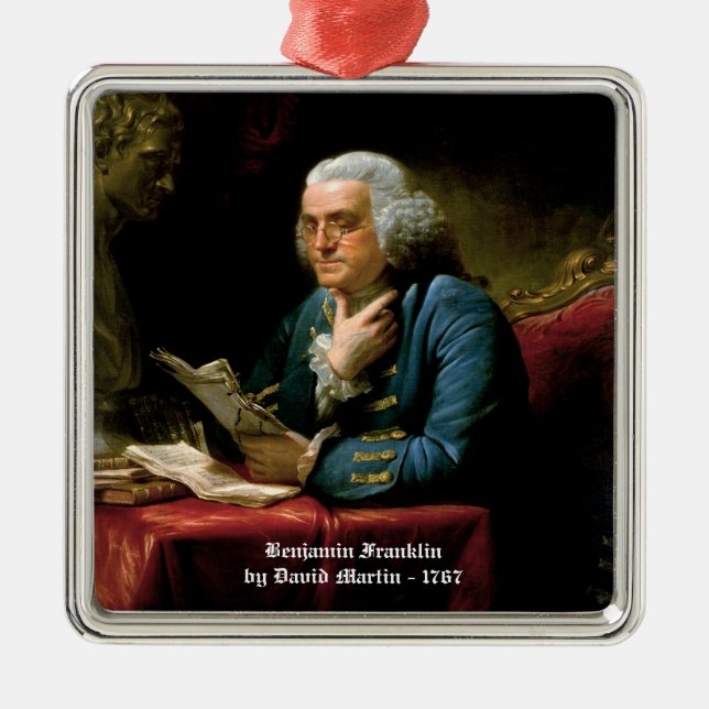 Ornement Carré Argenté Benjamin Franklin Ornament (Devant)