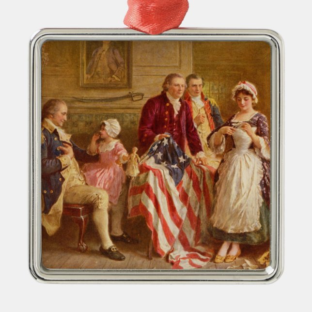 Ornement Carré Argenté Betsy Ross, 1777 (Histoire américaine) (Patriote a (Devant)